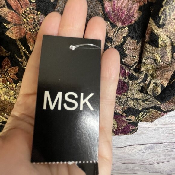 NWT MSK Floral Blouse. XL Cowl Neck Gold Glitter Whimsical Fairy Boho - Picture 12 of 14